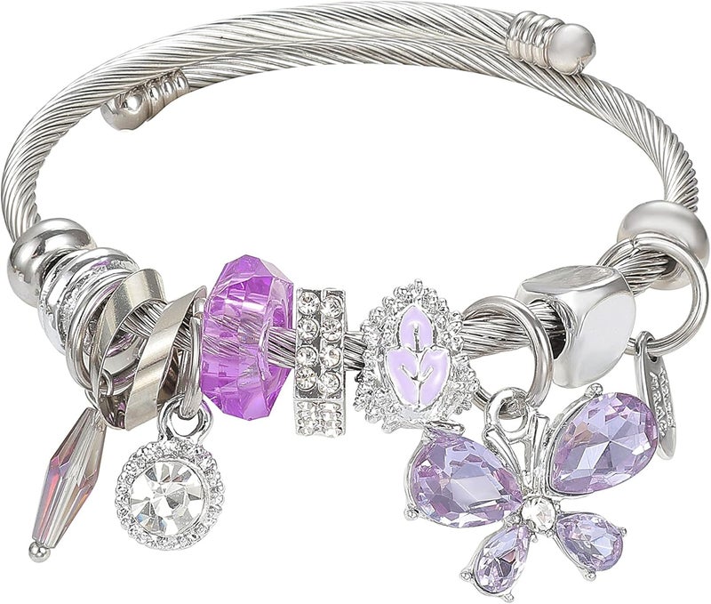 DS Charm Bracelets for girls,exquisite cute cartoon friendship bracelets Silver Stainless Steel Bangle with birthday Gift box, Adjustable girls jewelry Suitable for holiday gifts - Image 1